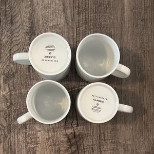 Pottery Barn Classic Porcelain Mugs - White - Set of 4
